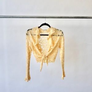 Canary Yellow lace Crop long - sleeve.